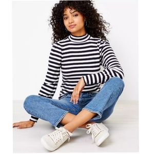 Loft Mock neck Puffed shoulde Long sleeve